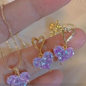 Gold and Purple Heart Jewelry Set